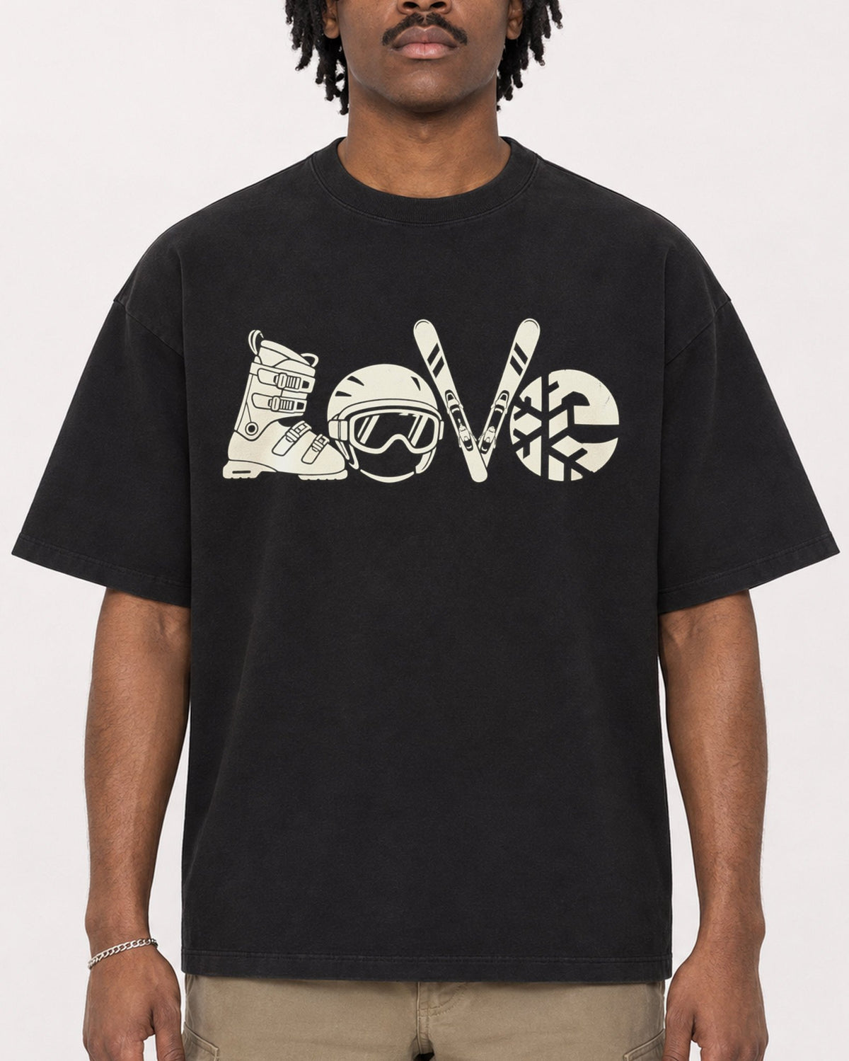 Mockup Boxy Heavyweight Tee Black male close-up 04