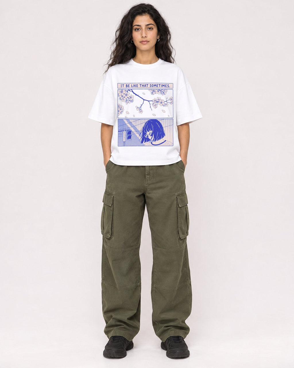 Mockup Boxy Heavyweight Tee White female full-body 07