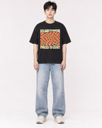 Mockup Boxy Heavyweight Tee Black male full-body 01