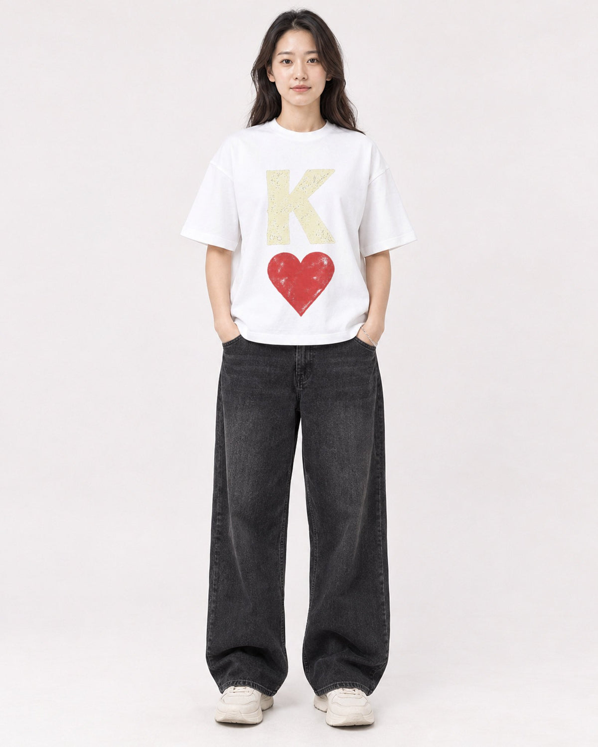 Mockup Boxy Heavyweight Tee White female full-body 03