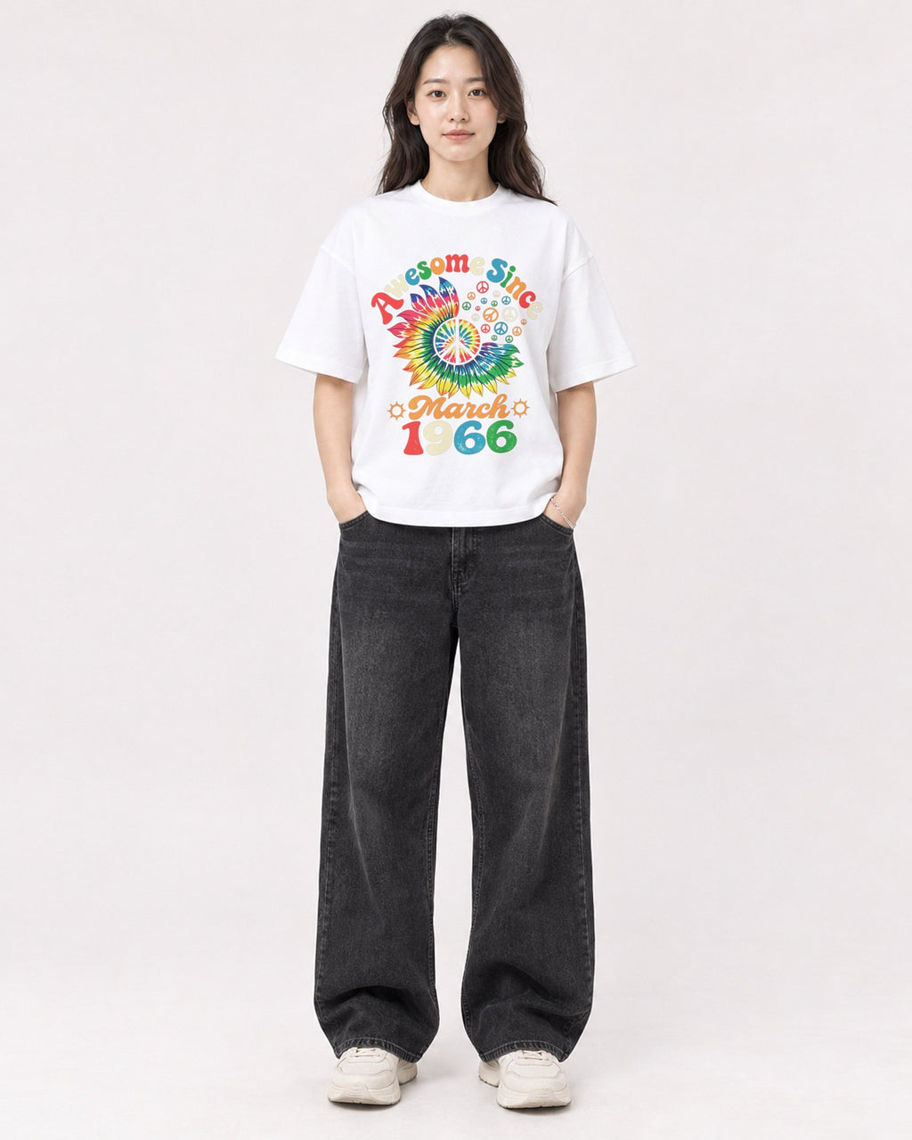 Mockup Boxy Heavyweight Tee White female full-body 03
