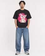 Mockup Boxy Heavyweight Tee Black male full-body 02