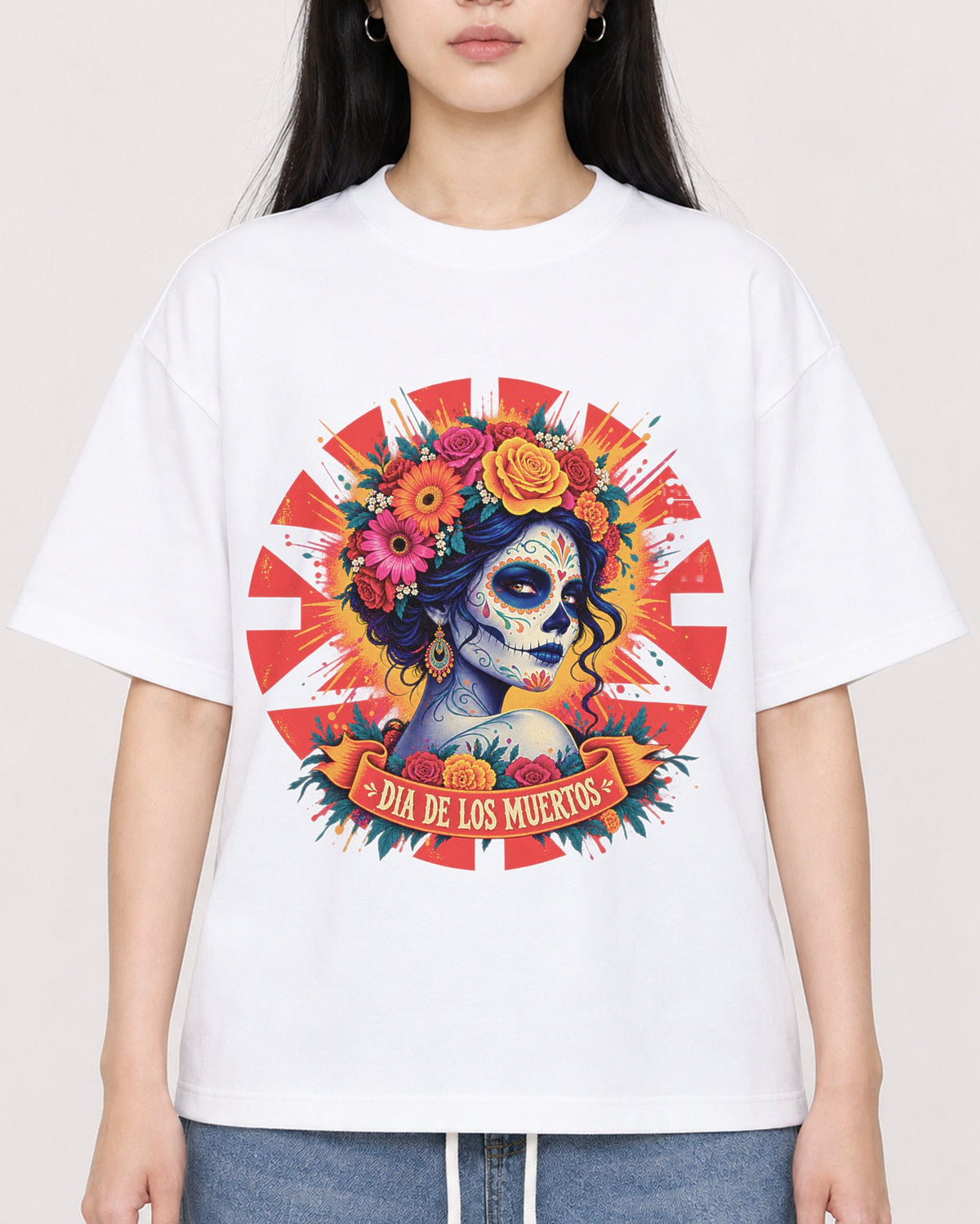 Mockup Boxy Heavyweight Tee White female close-up 01