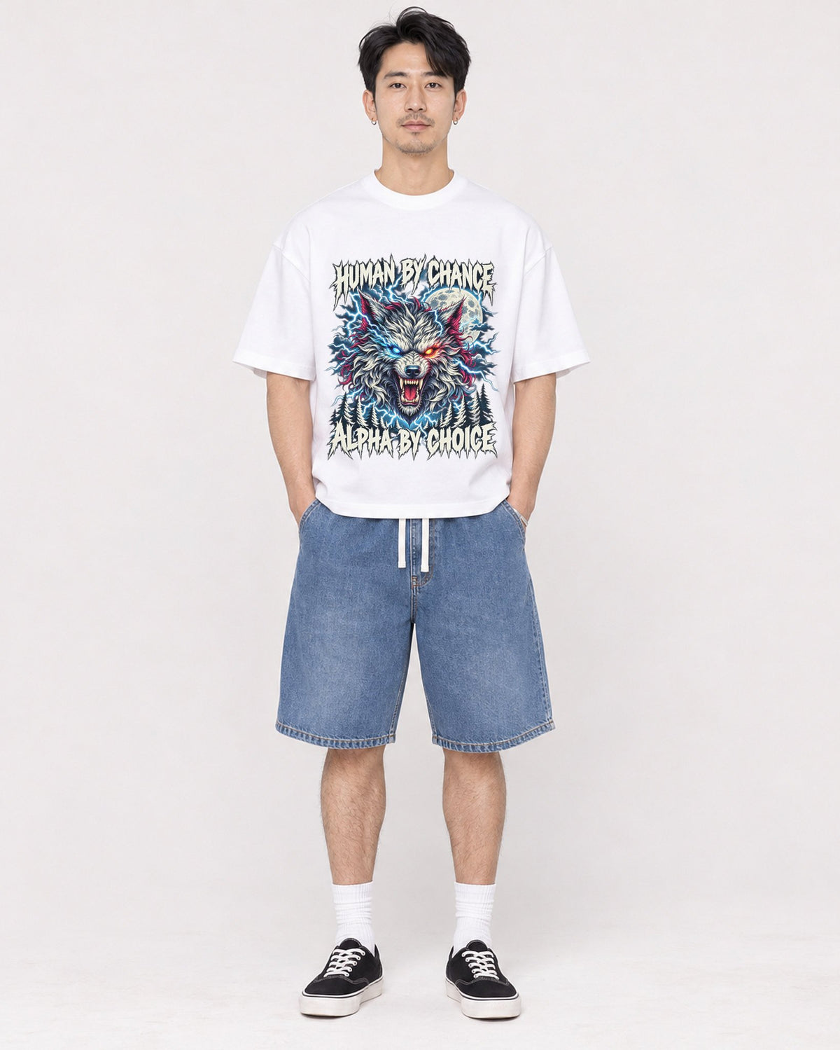 Mockup Boxy Heavyweight Tee White male full-body 13