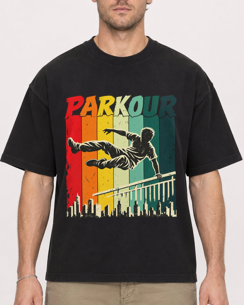 Mockup Boxy Heavyweight Tee Black male close-up 08