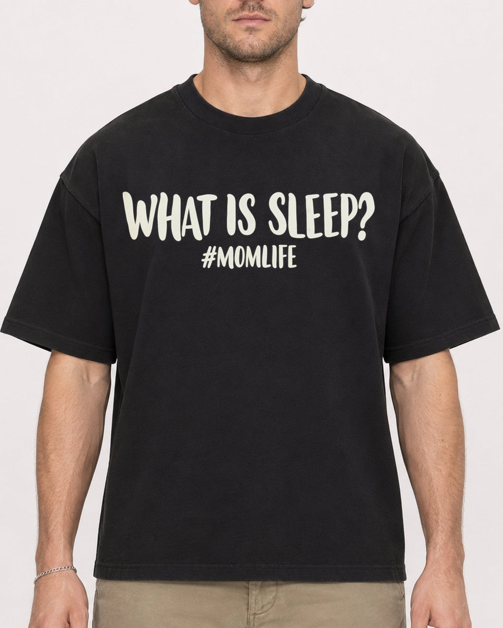 Mockup Boxy Heavyweight Tee Black male close-up 08