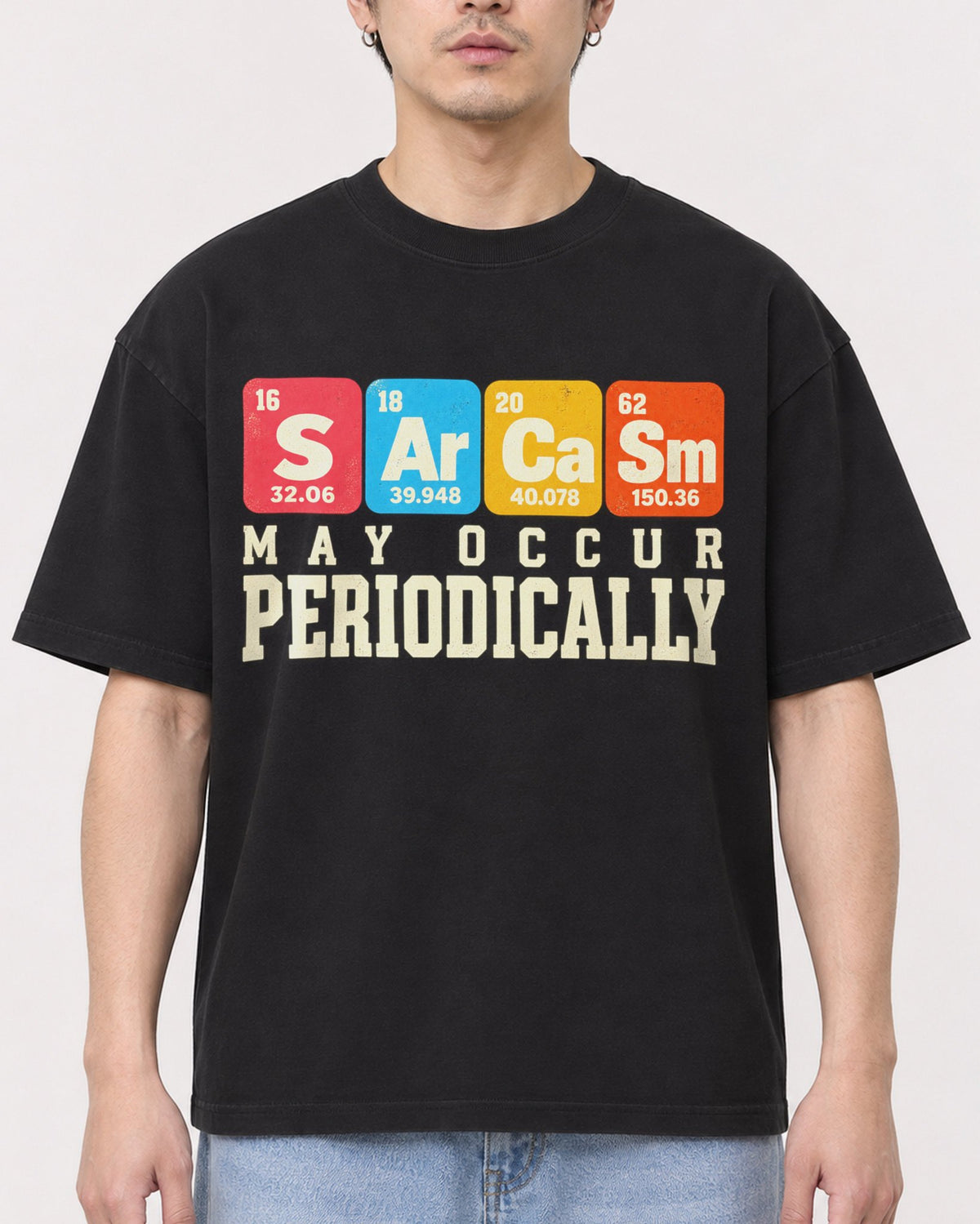 Mockup Boxy Heavyweight Tee Black male close-up 13