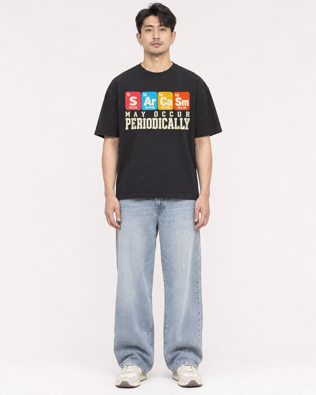 Mockup Boxy Heavyweight Tee Black male full-body 13