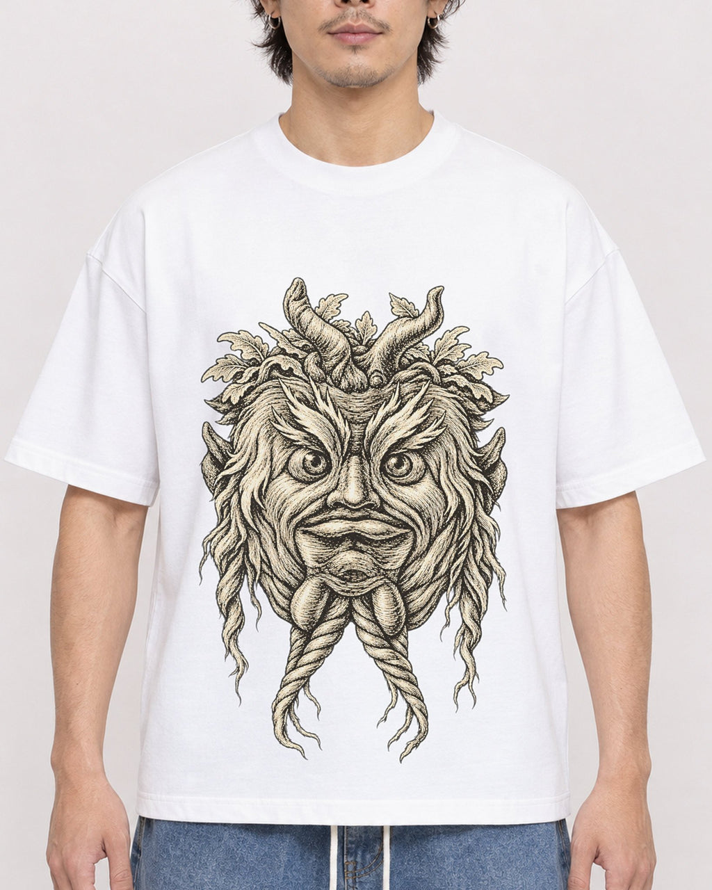 Mockup Boxy Heavyweight Tee White male close-up 03