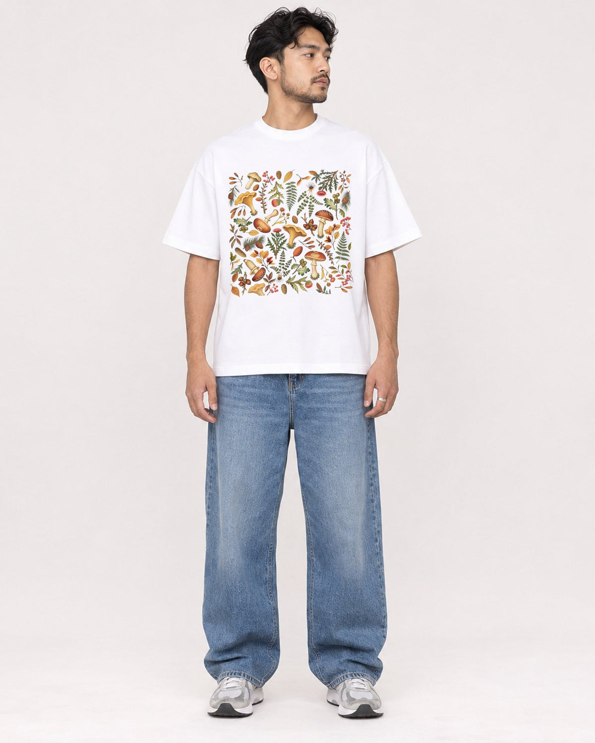 Mockup Boxy Heavyweight Tee White male full-body 02