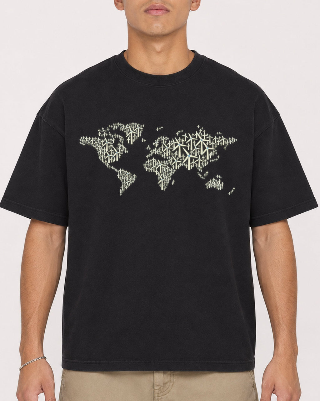Mockup Boxy Heavyweight Tee Black male close-up 16