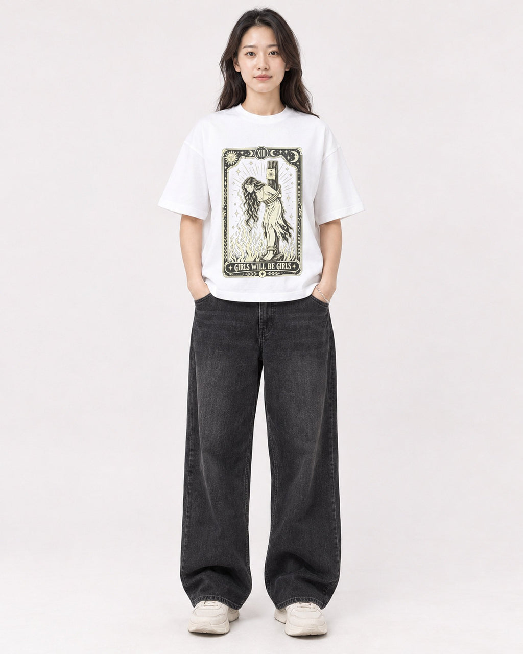 Mockup Boxy Heavyweight Tee White female full-body 03