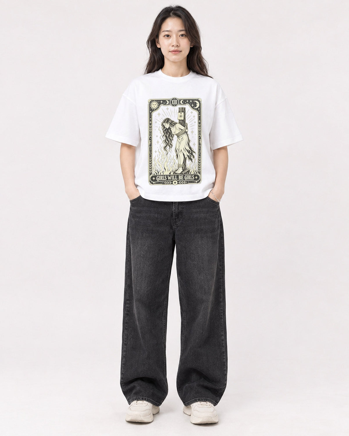 Mockup Boxy Heavyweight Tee White female full-body 03