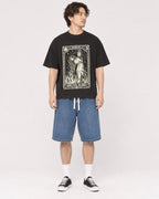 Mockup Boxy Heavyweight Tee Black male full-body 03