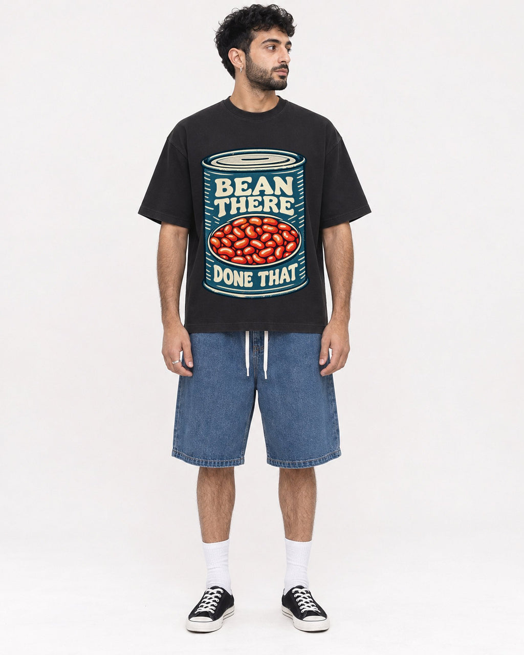 Mockup Boxy Heavyweight Tee Black male full-body 07