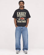 Mockup Boxy Heavyweight Tee Black male full-body 34