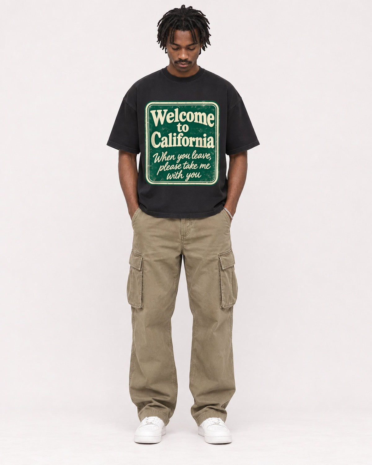 Mockup Boxy Heavyweight Tee Black male full-body 04