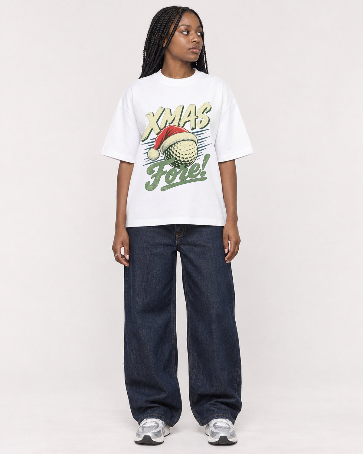 Mockup Boxy Heavyweight Tee White female full-body 04