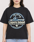 Mockup Boxy Heavyweight Tee Black female close-up 03