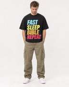 Mockup Boxy Heavyweight Tee Black male full-body 08