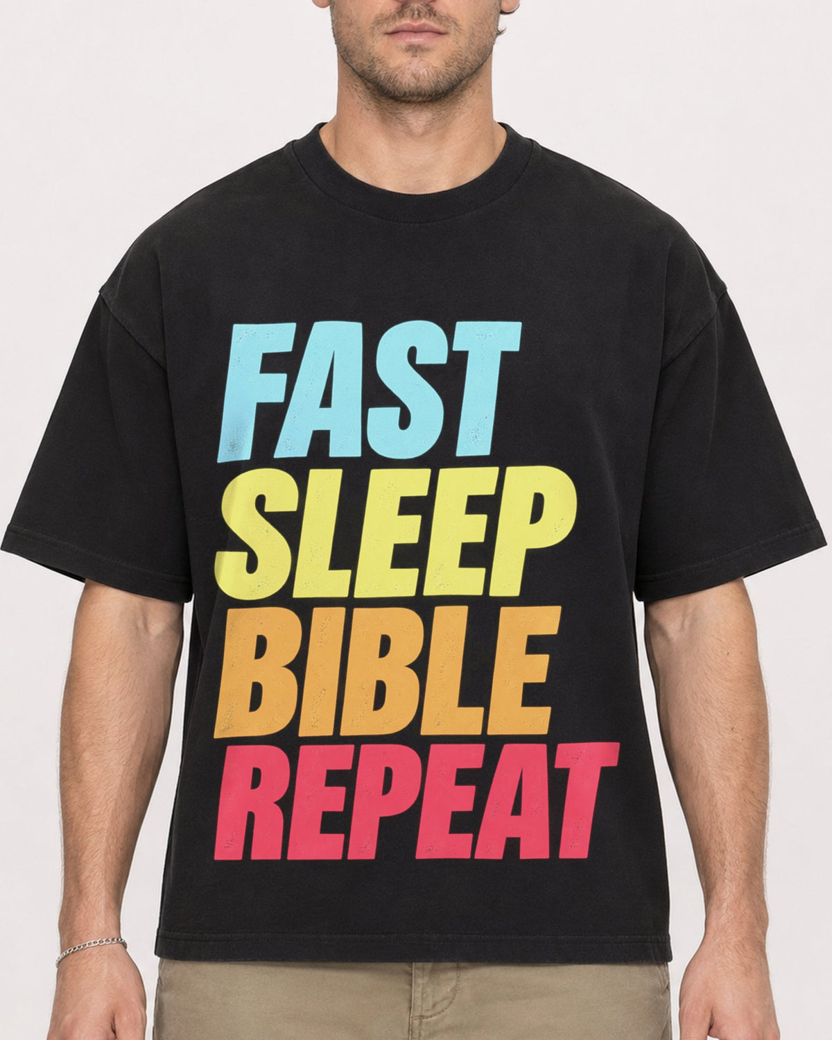 Mockup Boxy Heavyweight Tee Black male close-up 08