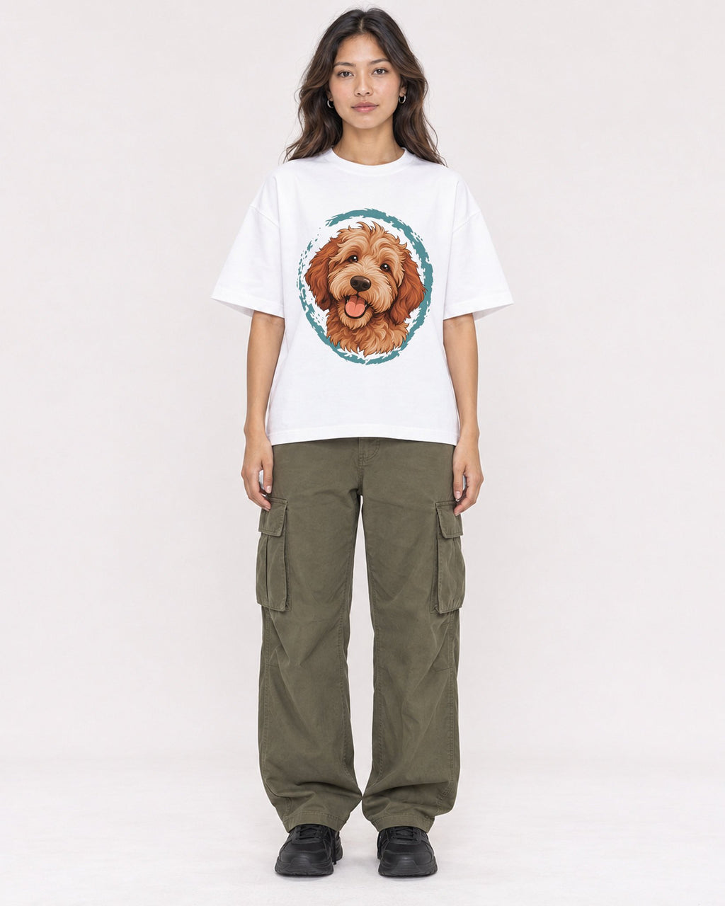 Mockup Boxy Heavyweight Tee White female full-body 02