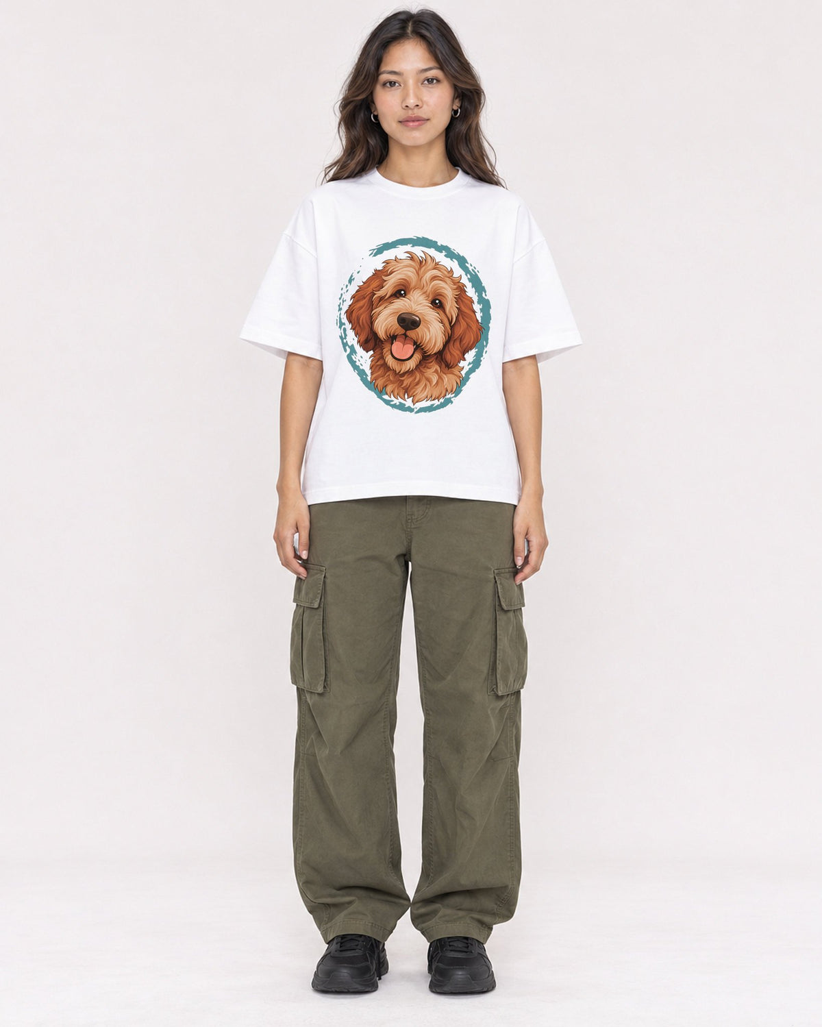 Mockup Boxy Heavyweight Tee White female full-body 02