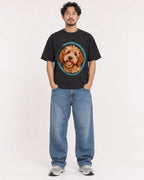 Mockup Boxy Heavyweight Tee Black male full-body 02