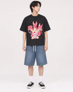 Mockup Boxy Heavyweight Tee Black male full-body 11