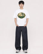Mockup Boxy Heavyweight Tee White male full-body 01