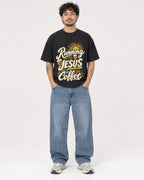 Mockup Boxy Heavyweight Tee Black male full-body 42