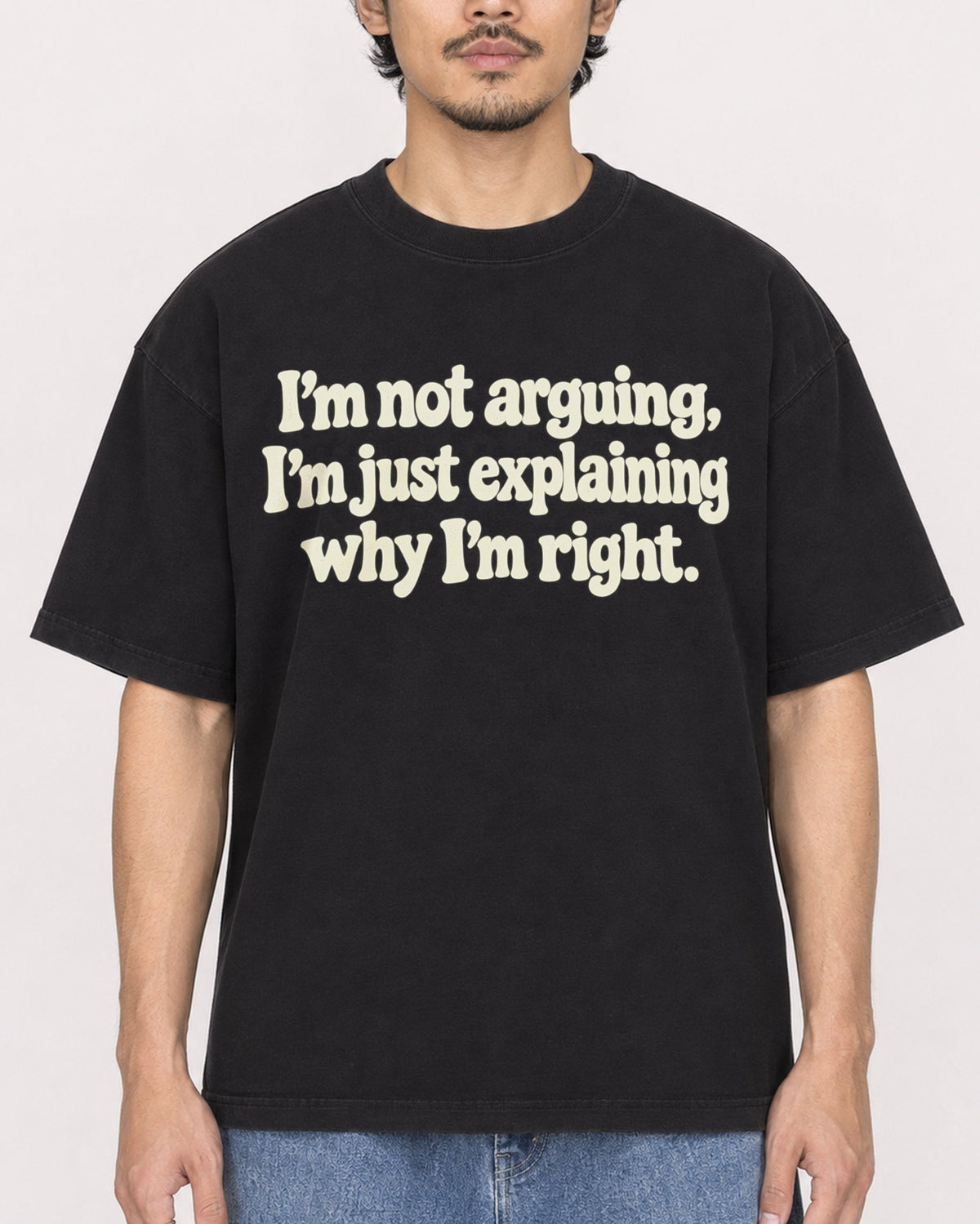 Mockup Boxy Heavyweight Tee Black male close-up 02