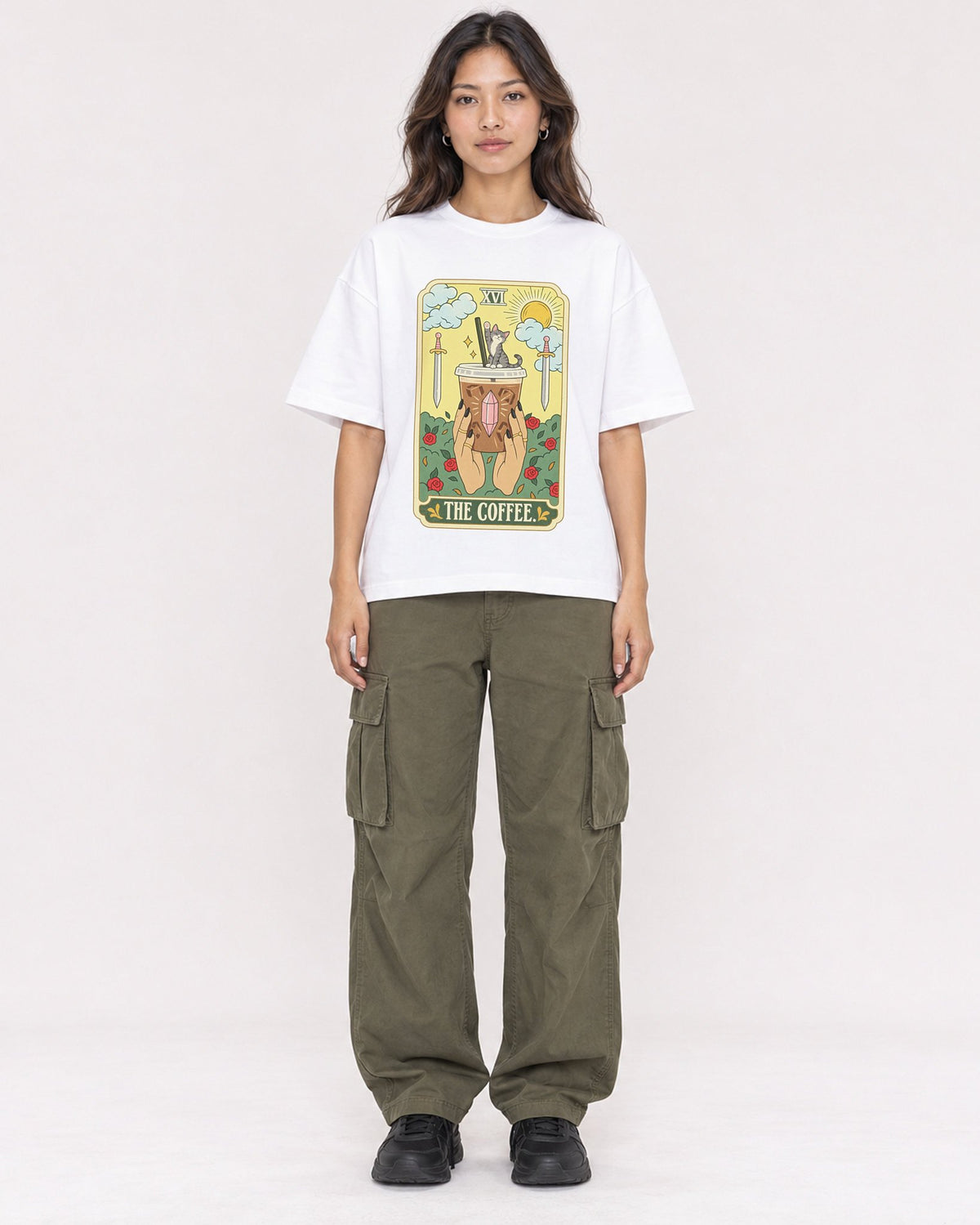 Mockup Boxy Heavyweight Tee White female full-body 02
