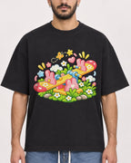 Mockup Boxy Heavyweight Tee Black male close-up 07