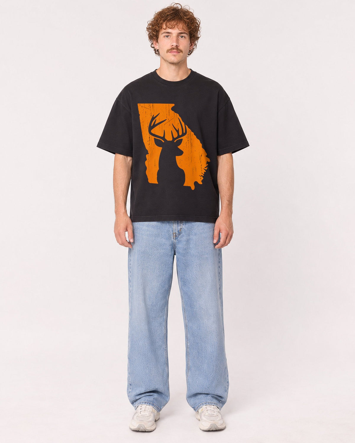 Mockup Boxy Heavyweight Tee Black male full-body 09