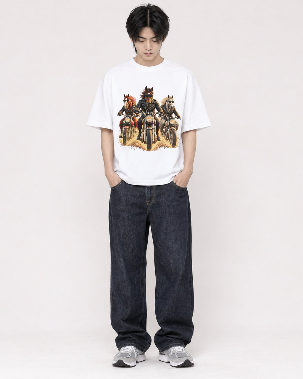 Mockup Boxy Heavyweight Tee White male full-body 11