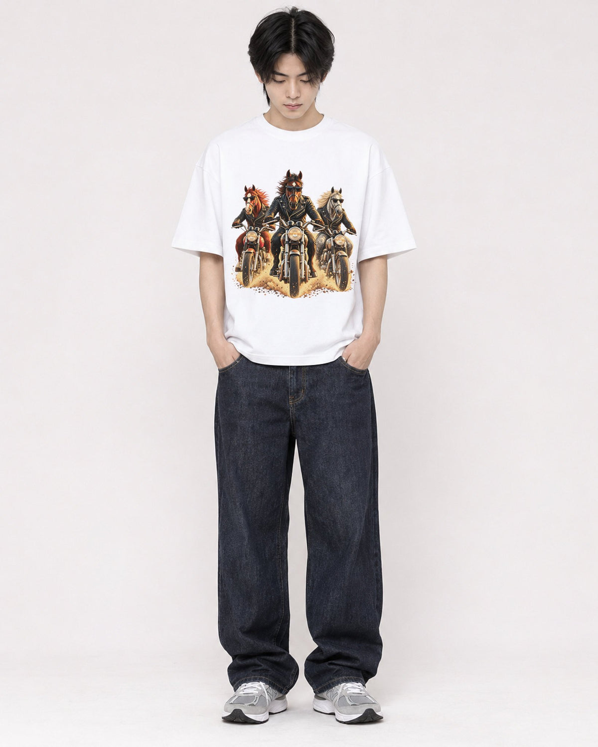Mockup Boxy Heavyweight Tee White male full-body 11