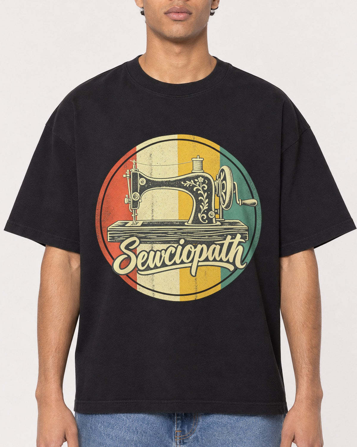 Mockup Boxy Heavyweight Tee Black male close-up 10