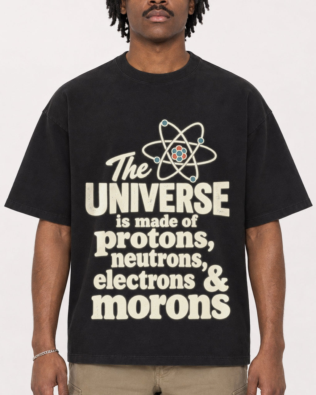 Mockup Boxy Heavyweight Tee Black male close-up 04
