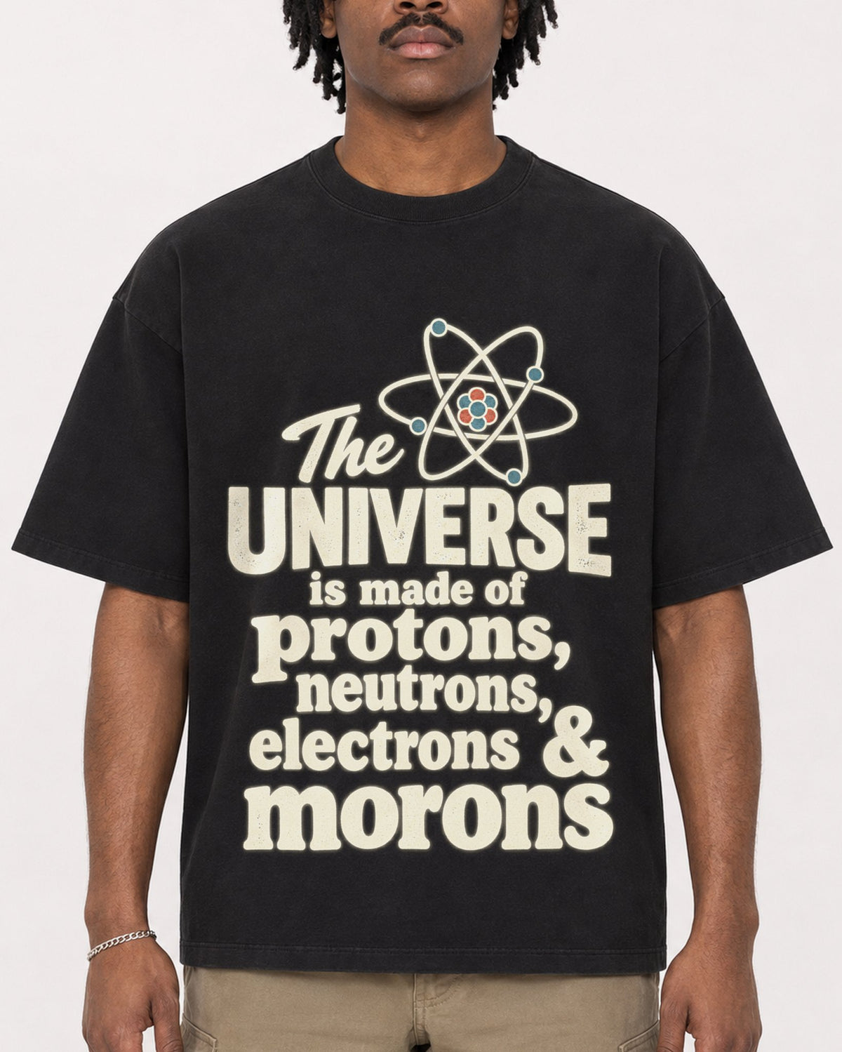 Mockup Boxy Heavyweight Tee Black male close-up 04