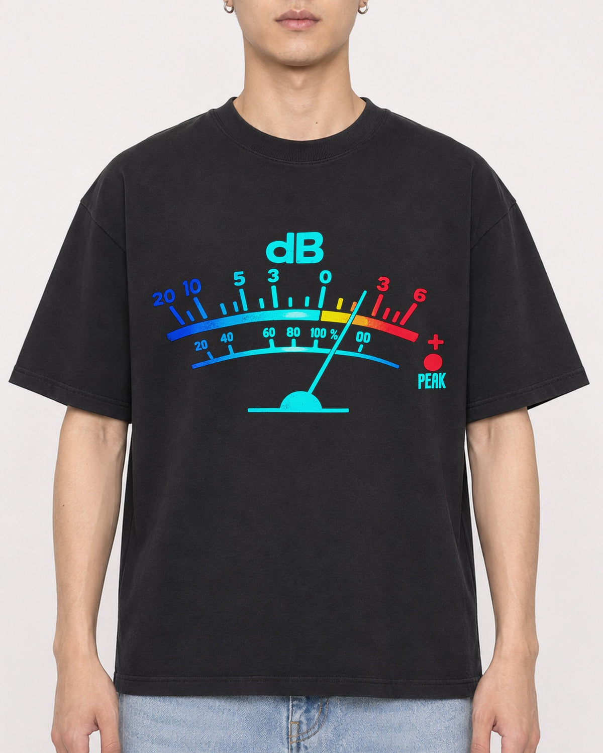 Mockup Boxy Heavyweight Tee Black male close-up 21