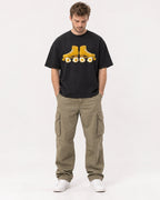 Mockup Boxy Heavyweight Tee Black male full-body 08