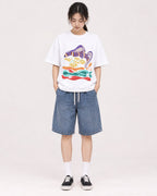 Mockup Boxy Heavyweight Tee White female full-body 21