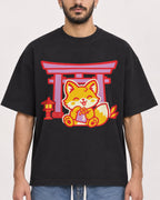 Mockup Boxy Heavyweight Tee Black male close-up 07