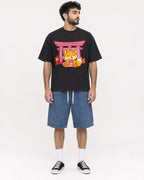 Mockup Boxy Heavyweight Tee Black male full-body 07