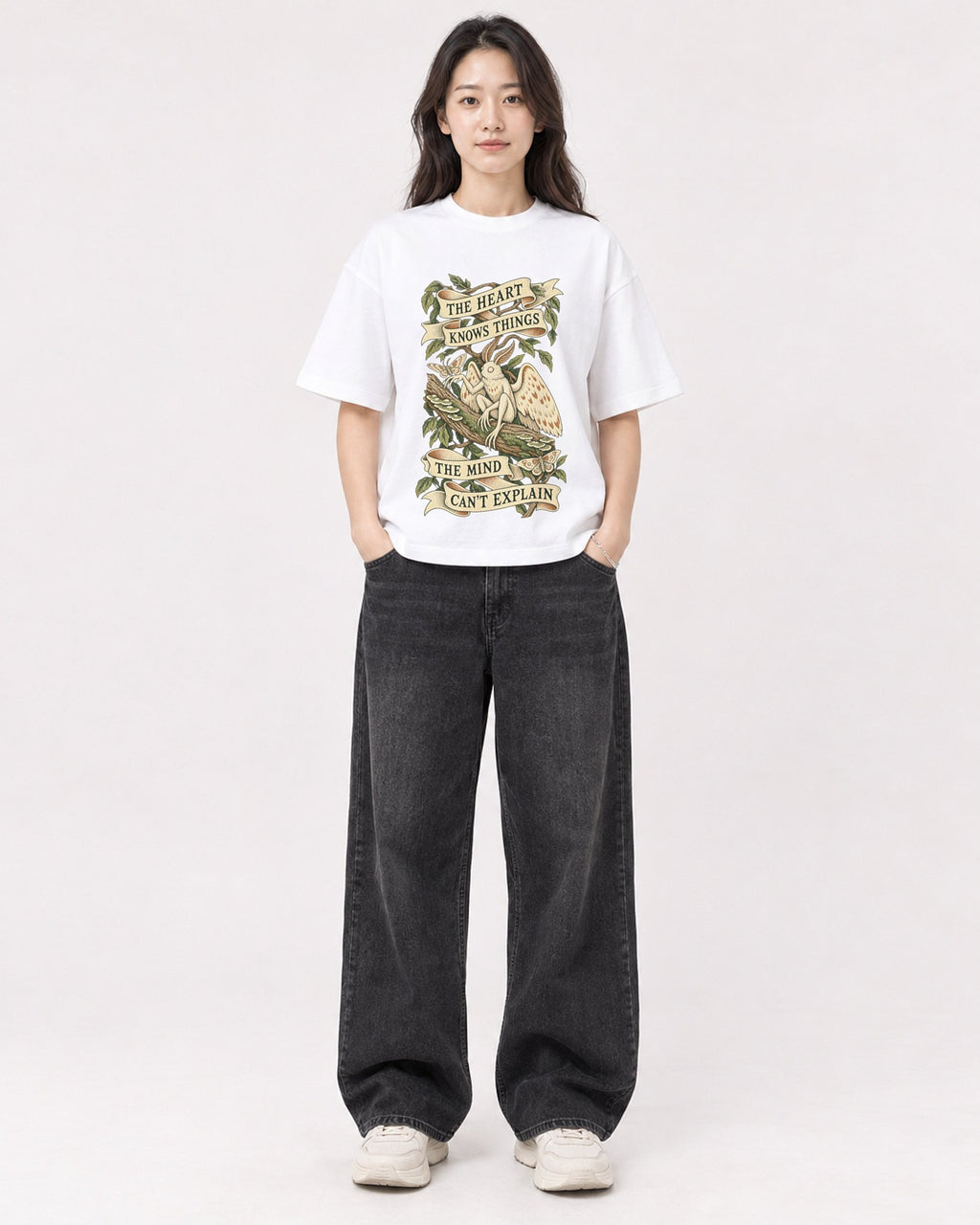 Mockup Boxy Heavyweight Tee White female full-body 03