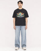 Mockup Boxy Heavyweight Tee Black male full-body 13