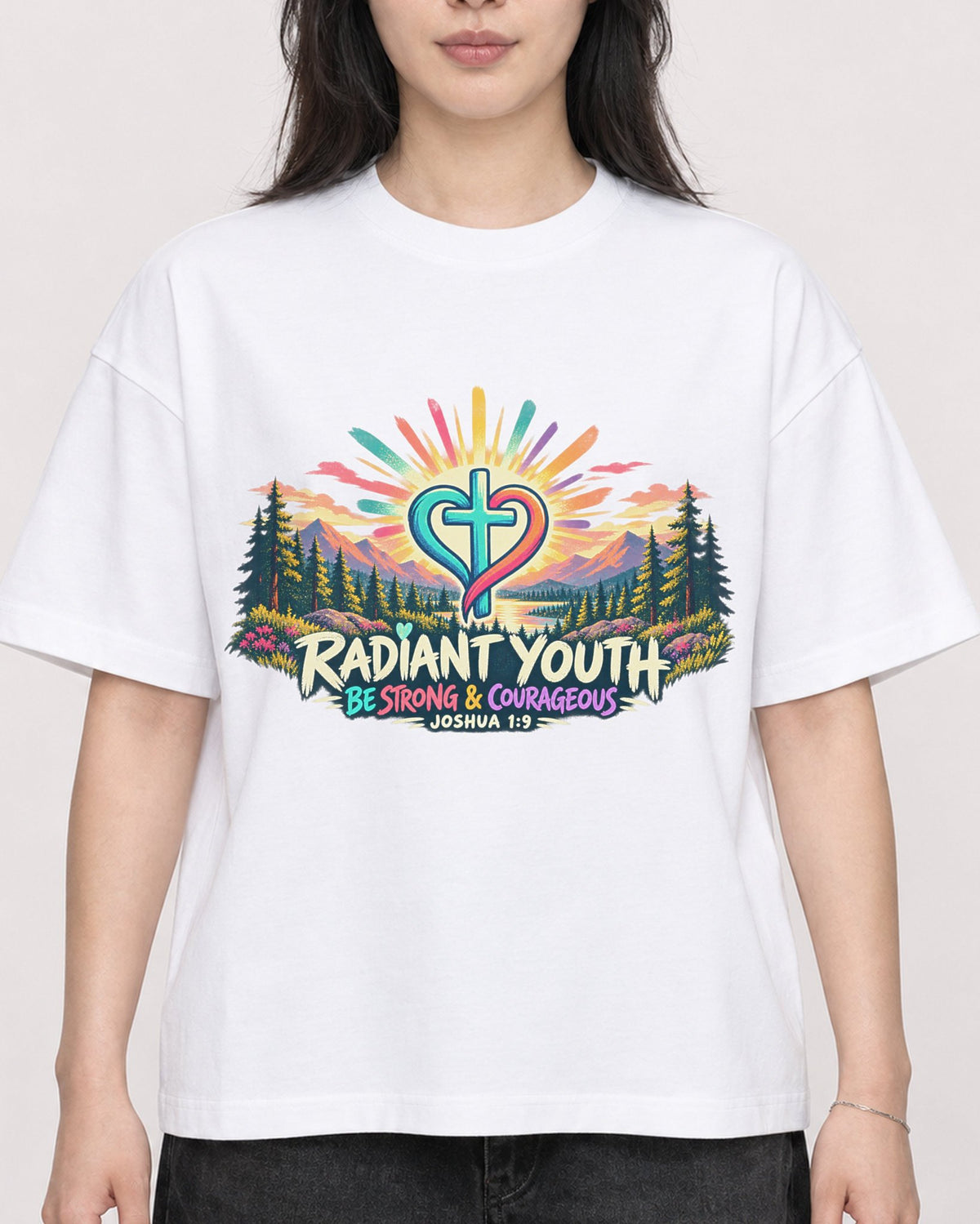 Mockup Boxy Heavyweight Tee White female close-up 13