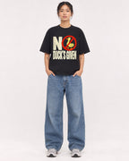 Mockup Boxy Heavyweight Tee Black female full-body 12