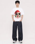 Mockup Boxy Heavyweight Tee White male full-body 01